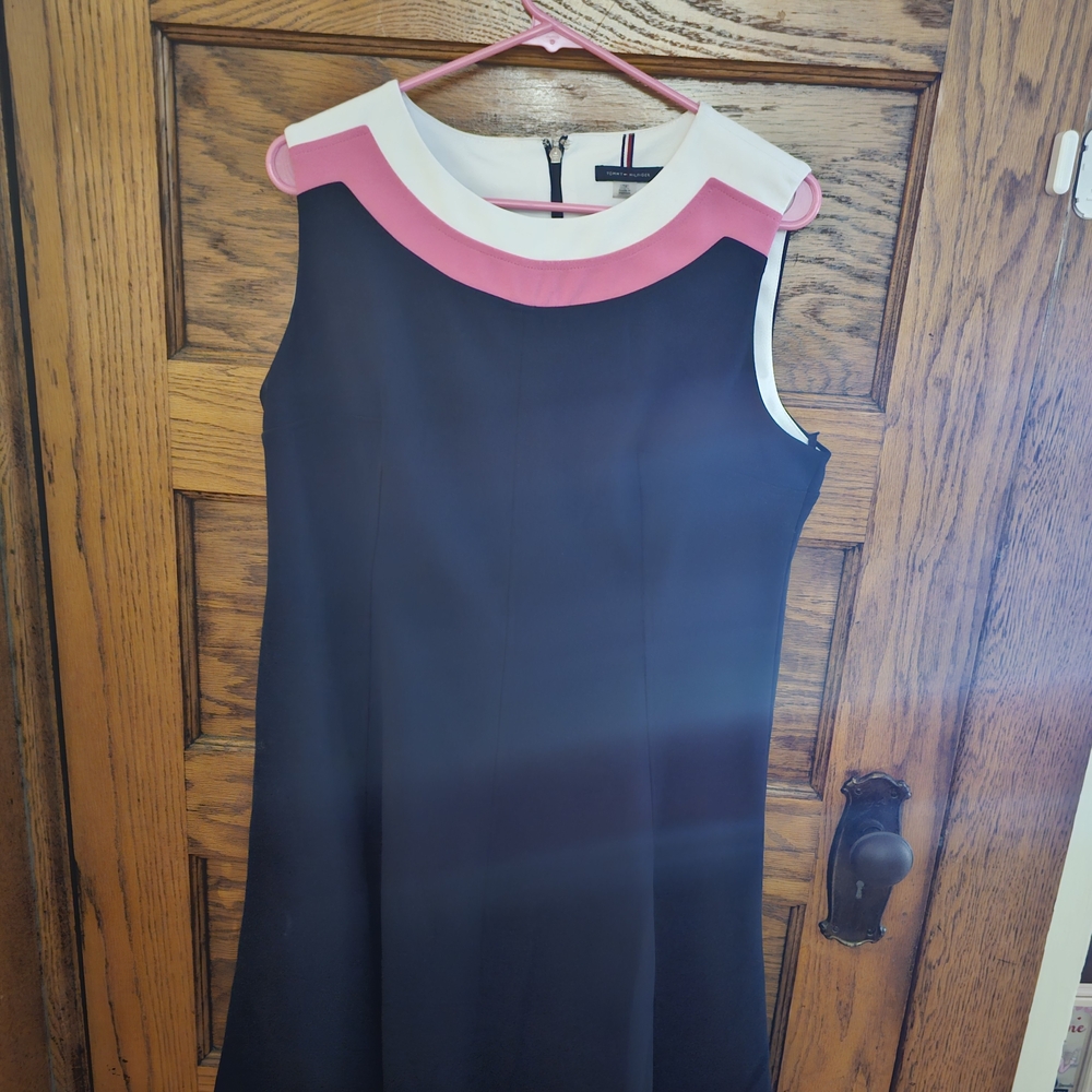 Tommy Hilfiger Black Mini Dress with Pink and White Accents